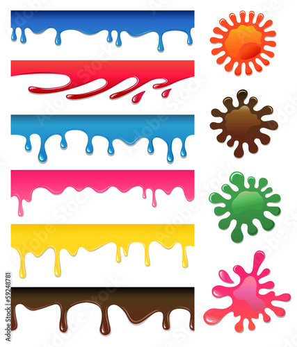 Vector colored seamless drips and blots