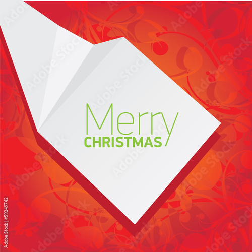 merry christmas background with white origami banner