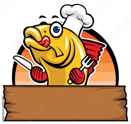 cartoon of fish chef