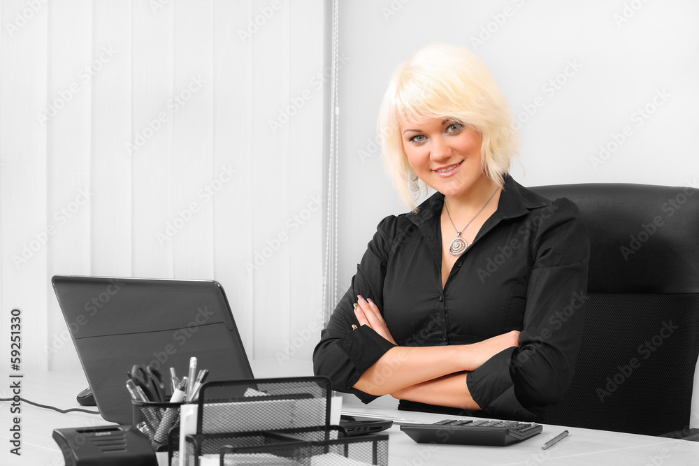 young business woman at workplace young business woman at workplace