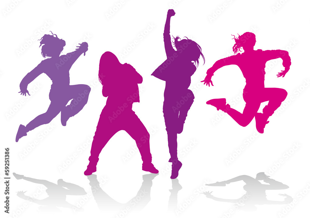 Silhouettes of girls dancing hip hop dance