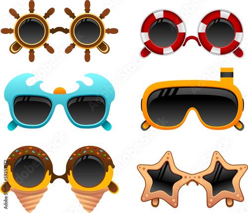 Summer party sunglasses set. To see the other vector sunglasses illustrations , please check Glasses collection.