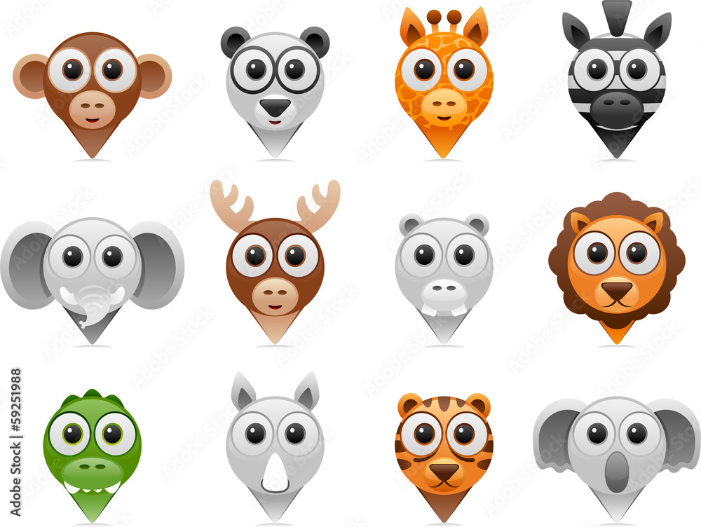Fototapeta premium wild animals pointer icons
