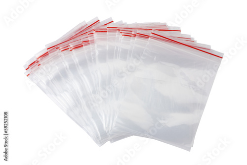 Plastic zipper bag isolated on white photo