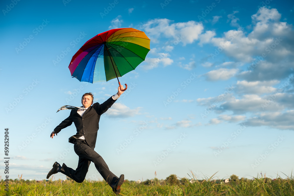 Running with umbrella