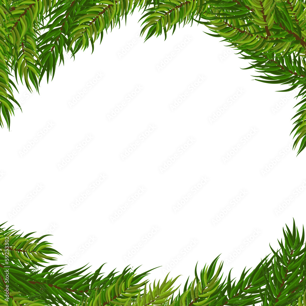 Vector frame with Christmas tree, isolated on white
