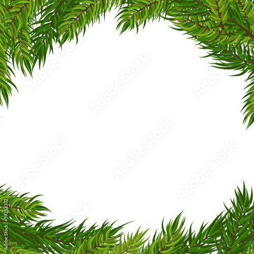 Vector frame with Christmas tree, isolated on white