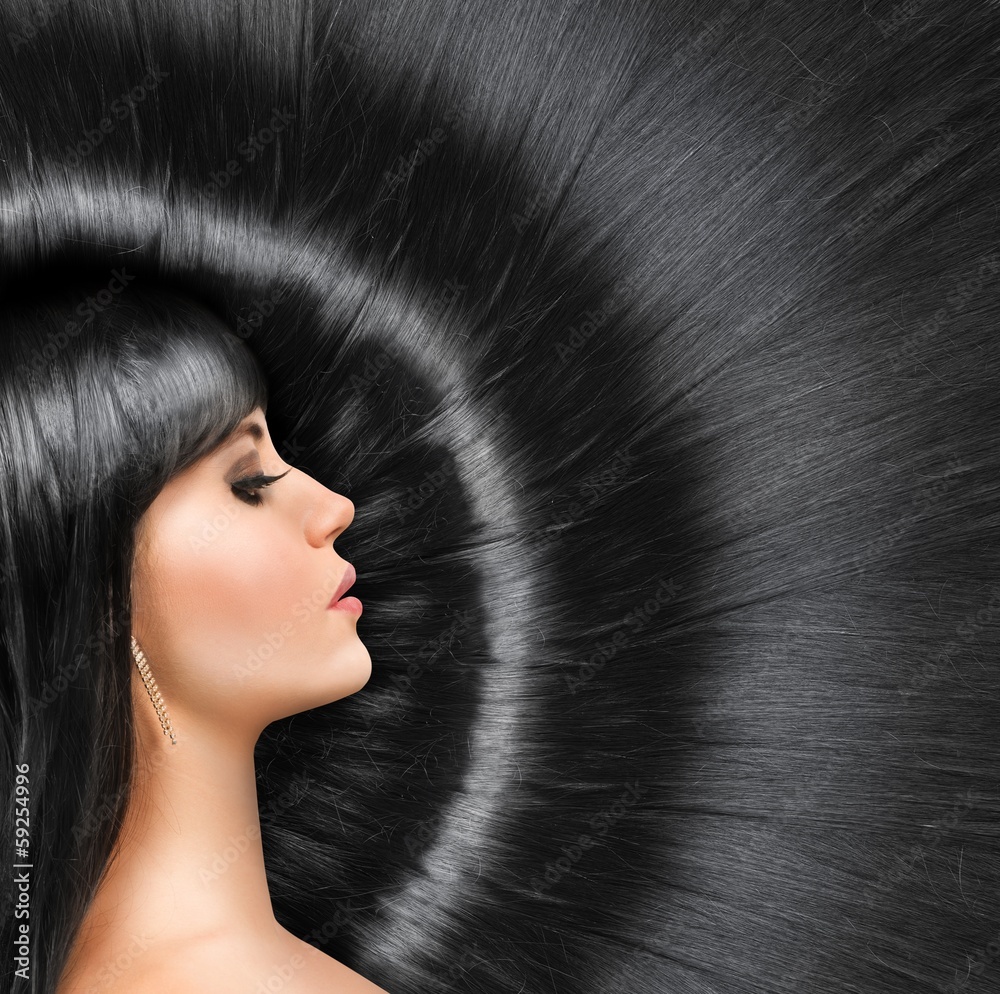 Fototapeta Long shiny hair of a beautiful brunette #59254996
