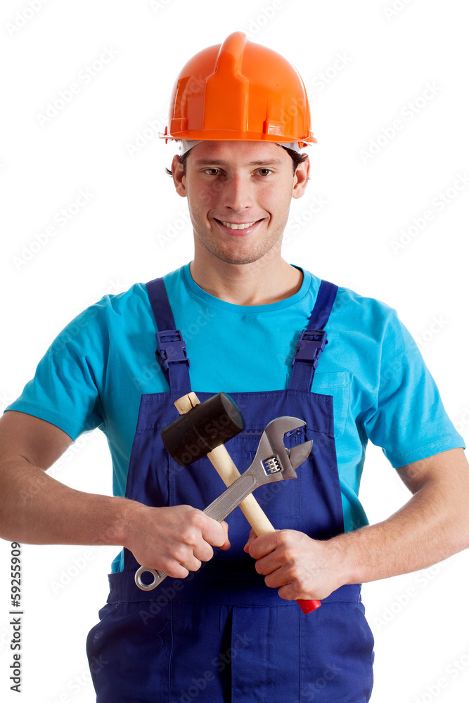 Mechanic with crossed tools Mechanic with crossed tools