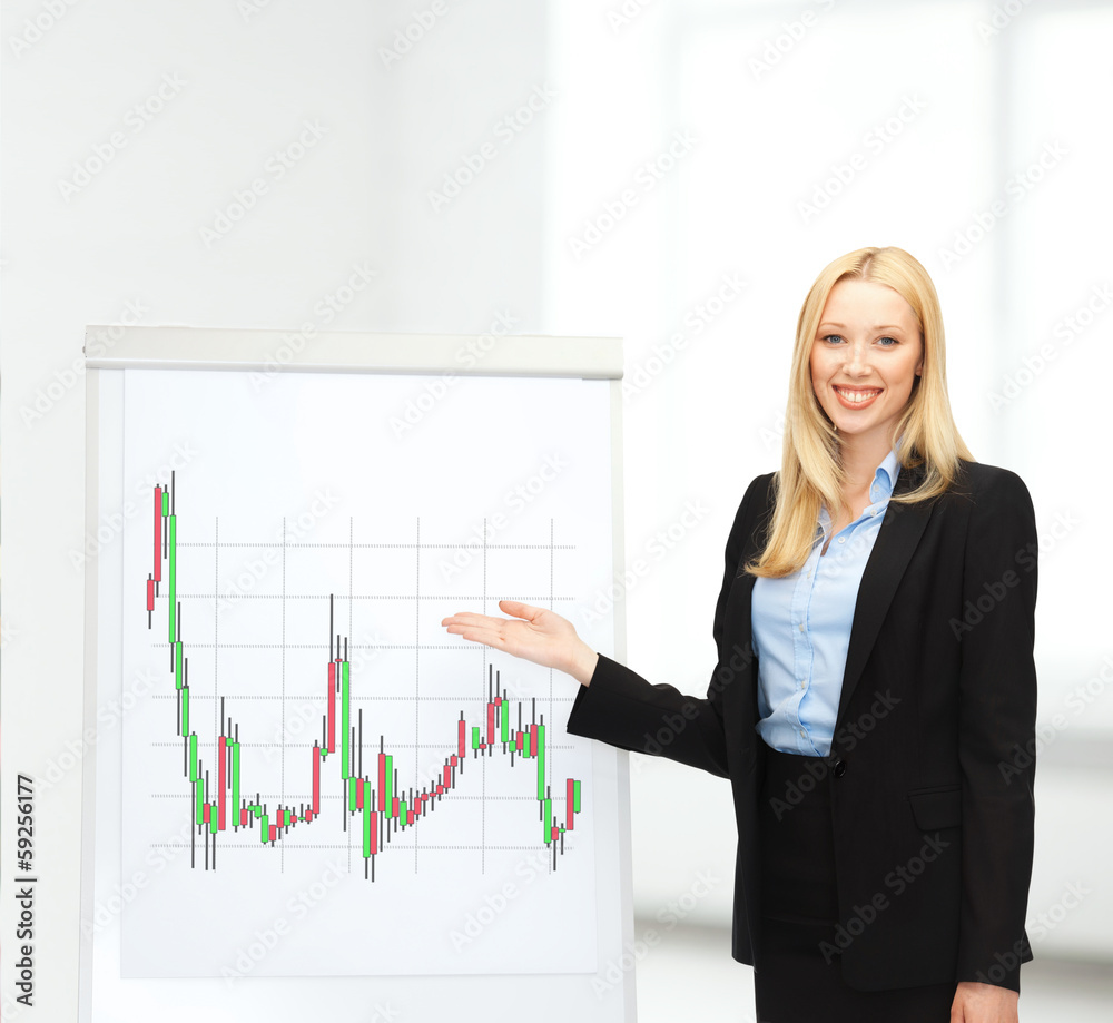 businesswoman with flipboard and forex chart on it businesswoman with flipboard and forex chart on it