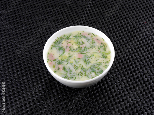 russian cold vegetable soup on yogurt (sour-milk) base