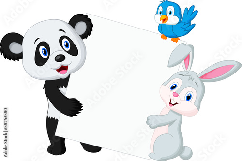 Fototapeta Naklejka Na Ścianę i Meble -  Animal with blank sign