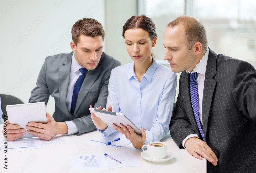 business team with tablet pc having discussion business team with tablet pc having discussion