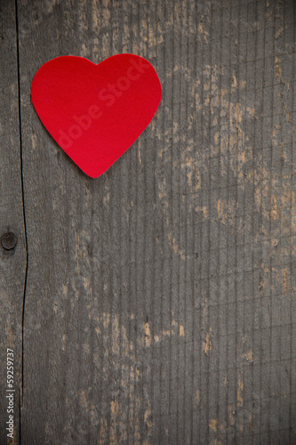 red heart on wooden background, Valentines Day background