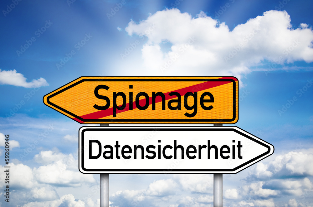 Wegweiser mit Spionage und Datensicherheit Wegweiser mit Spionage und Datensicherheit