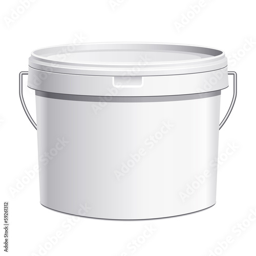 Seau plastique blanc anse métal