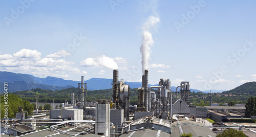Aerial shot of a factory