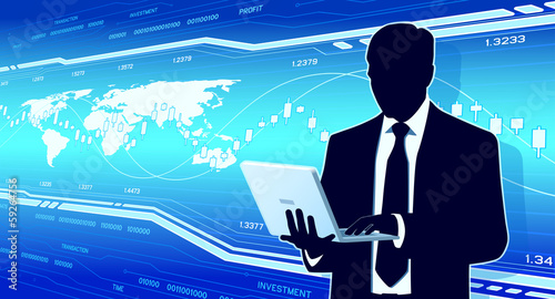 Businessman hold laptop