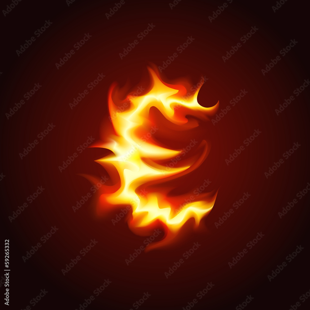 Euro sign of fire. Vector illustration. Euro sign of fire. Vector illustration.