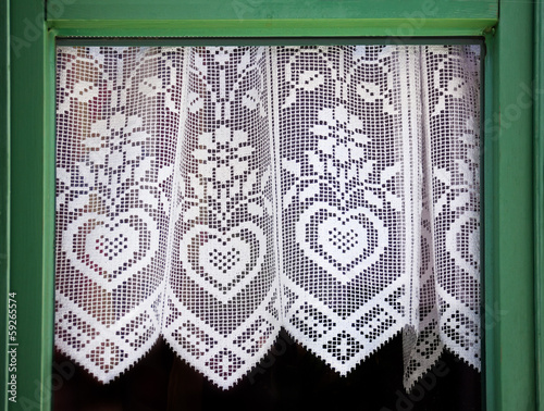 Lace curtain with a hearts