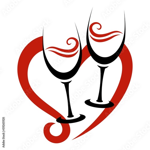 Two Abstract Glasses of Red Wine