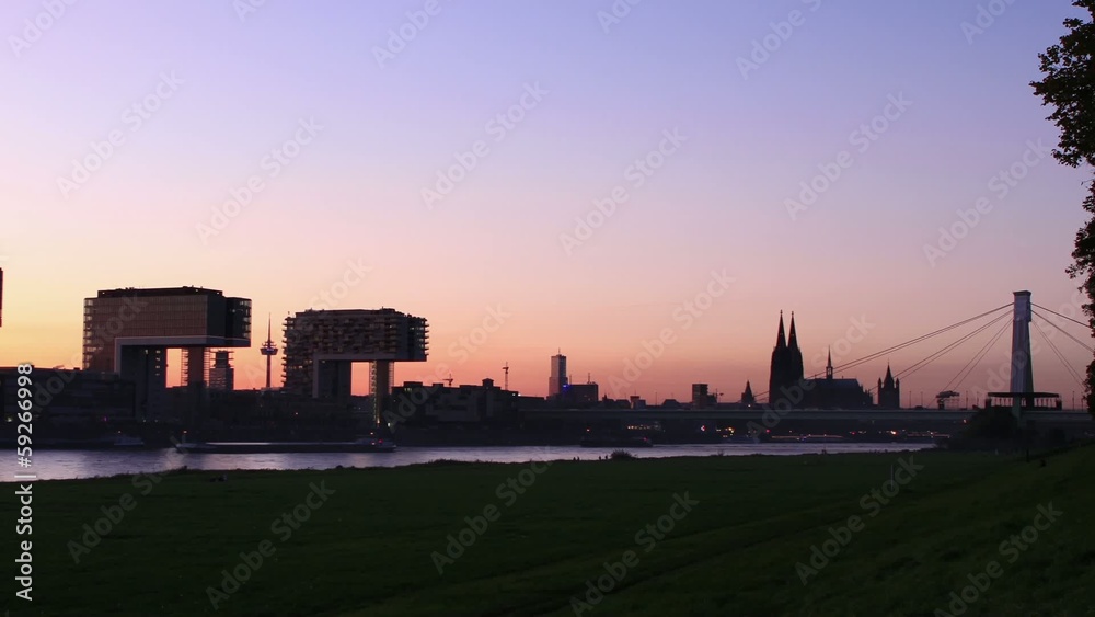 Cologne, Germany - silhouette of the city - time lapse Cologne, Germany - silhouette of the city - time lapse