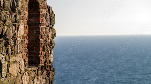 Ruin wall with view of the sea