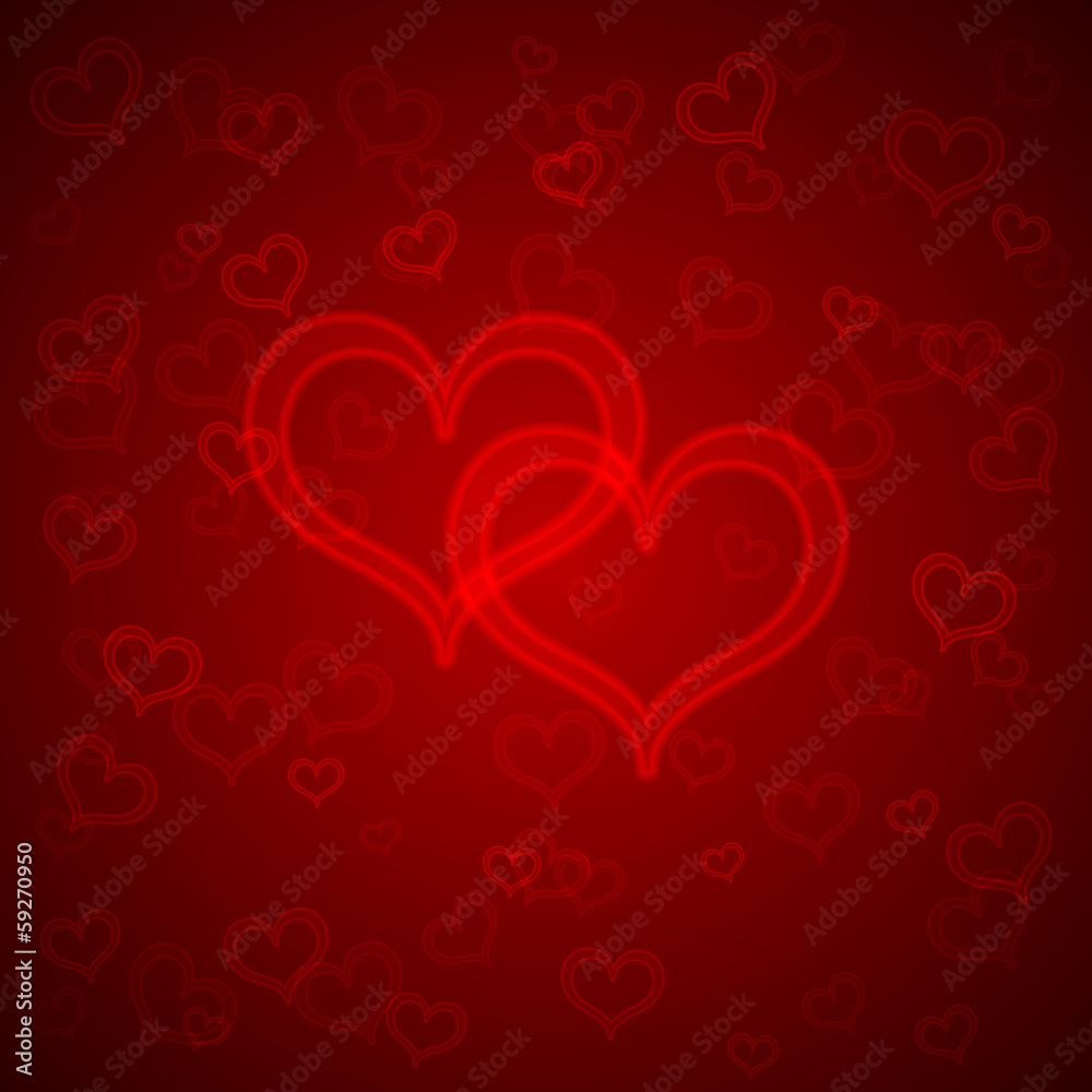 Vector abstract red background with hearts