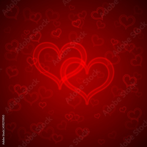 Vector abstract red background with hearts