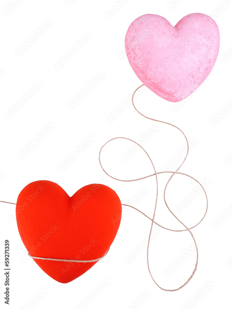 Two decorative hearts, isolated on white Two decorative hearts, isolated on white