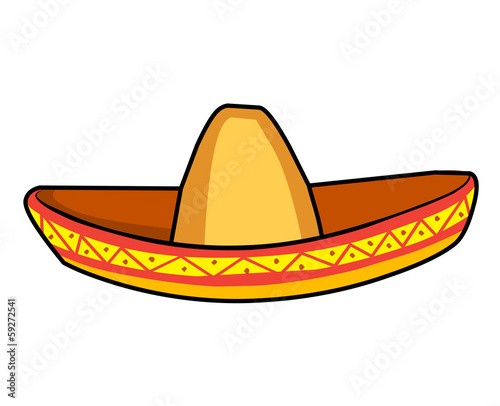 sombrero straw hat isolated illustration