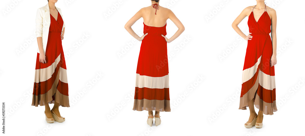 Fashion concept with woman clothing on white Fashion concept with woman clothing on white