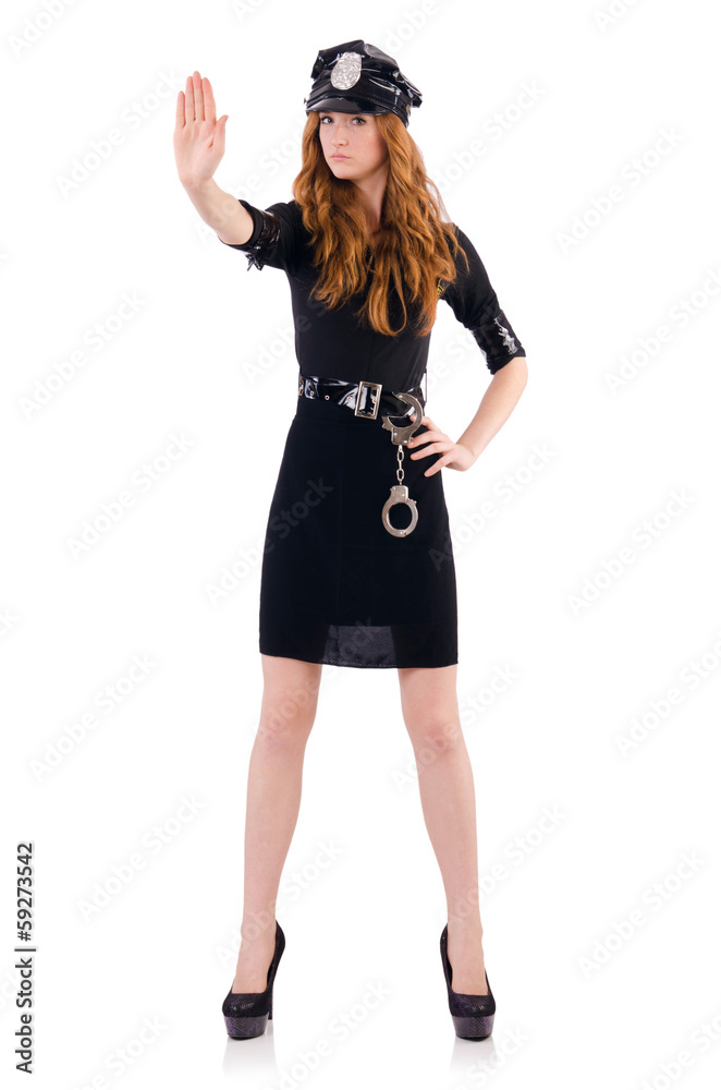 Redhead police officer isolated on white Redhead police officer isolated on white
