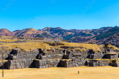 Inca Wall in SAQSAYWAMAN, Peru, South America. photo
