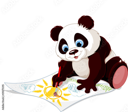 Fototapeta Naklejka Na Ścianę i Meble -  Cute panda drawing picture