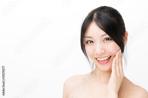 attractive asian woman beauty image on white background