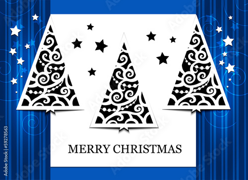 Card with three fir-trees photo