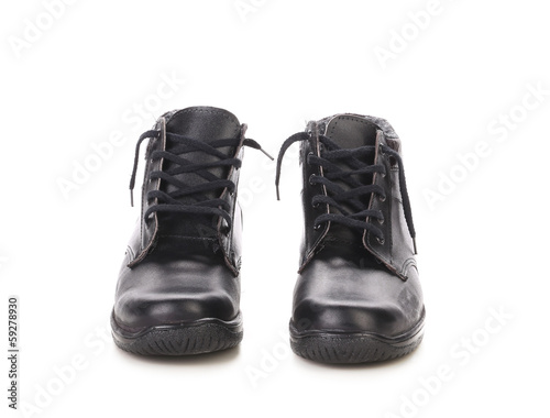 Black man's boots. Front view.