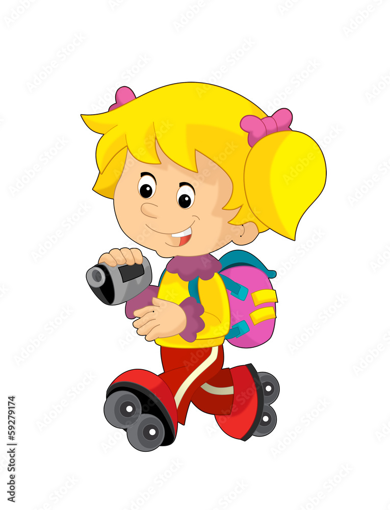 Cartoon child having fun - illustration for the children Cartoon child having fun - illustration for the children