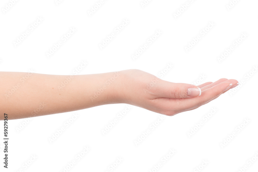 Female hand holding something invisible Female hand holding something invisible
