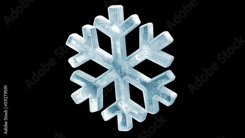Icy Snowflake Icon Rotation with Alpha Channel. Seamless Looping