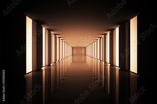 Lit up black modern hallway