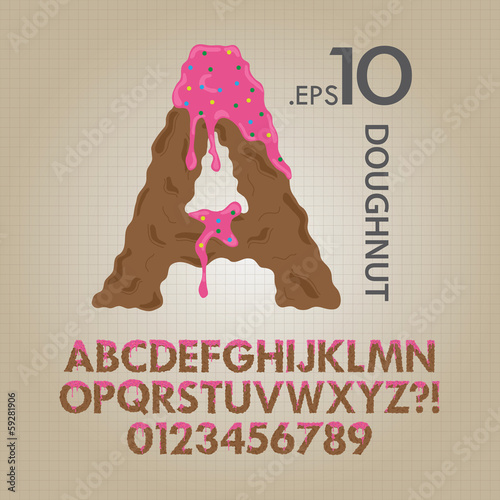 Creamy Doughnut Alphabet and Numbers Vector
