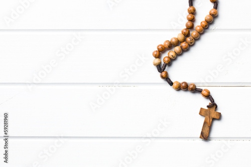 Canvas Print Wooden rosary beads