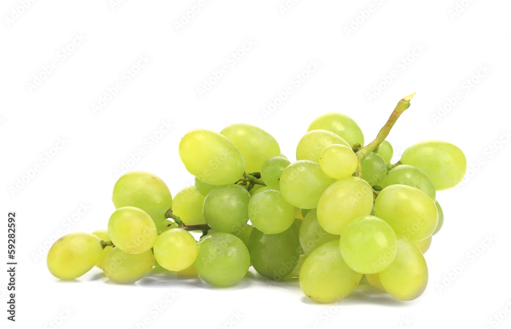 Branch of green ripe grapes.