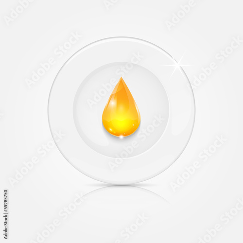 white plate and yellow drop.dishwashing liquid on a background d