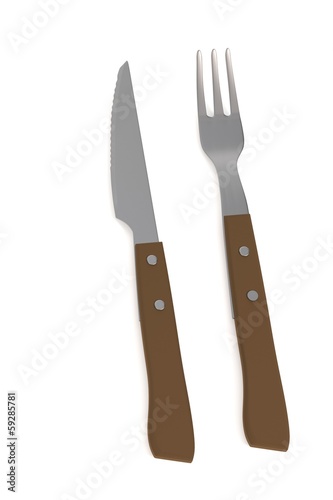 realistic 3d render of cutlery