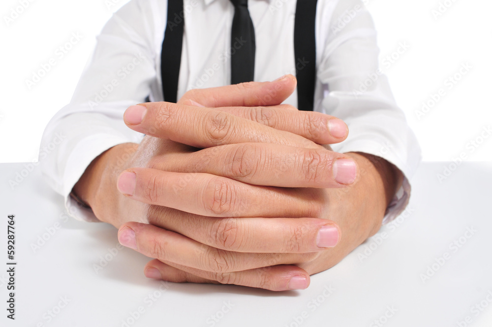 Obraz premium businessman with clasped hands
