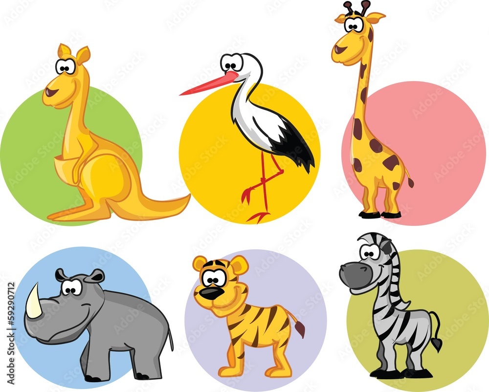 Naklejka premium Набор милый мультфильм животных