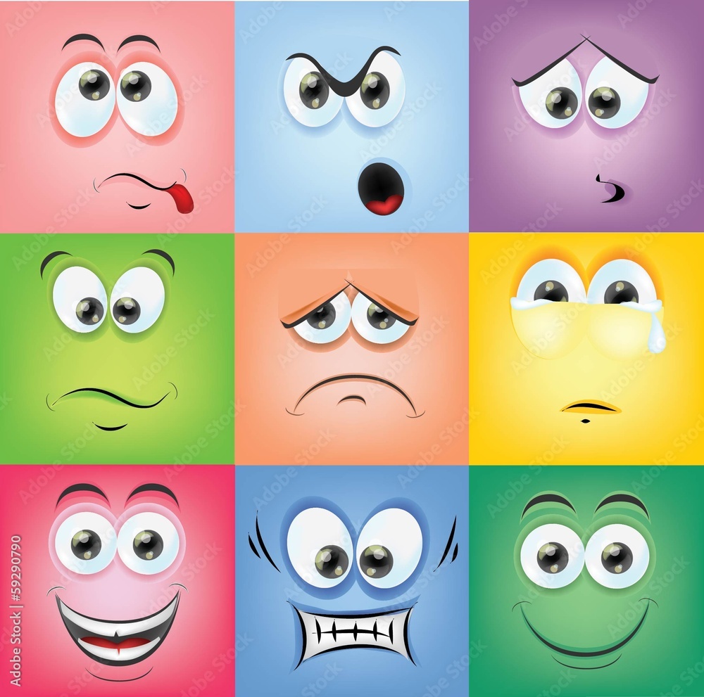 Мультфильм лица с эмоциями Мультфильм лица с эмоциями